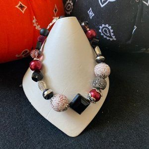Burgundy Black textured beaded BRACELET